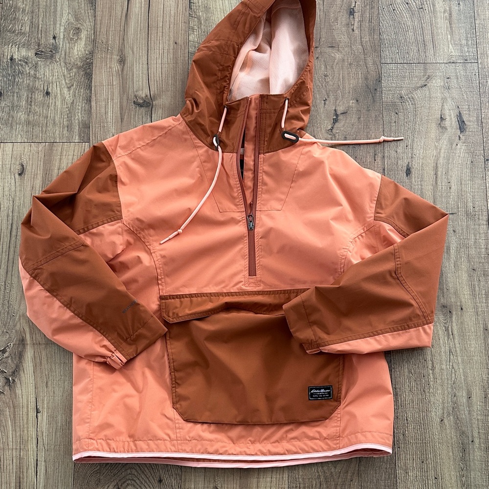 Women’s Hooded Anorak Jacket - Peach & Rust